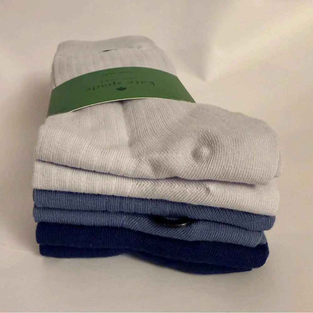 ♠️ Kate Spade 6 pack Crew Blue socks.  NWT. OS